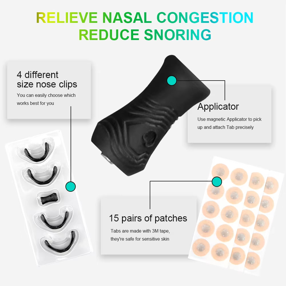 15 Pairs Magnetic Nasal Clip Improve Sleep Quality Stop Snoring Nasal Strips Reduce Snoring Breathing Intake Bands for Nighttime